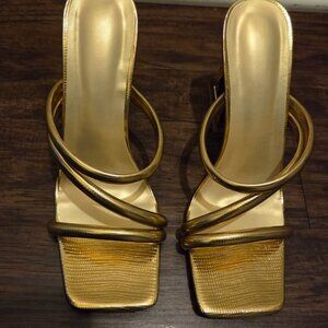 SHEIN Gold Strappy Heels